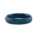 Nouvelle Bague Semi d'Amore 18k Yellow Gold Diamond Turquoise Blue + Tan Enamel Bangle Bracelet // 6.5"