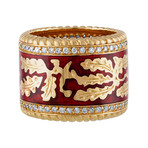 Nouvelle Bague Foglie d'Acanto 18k Yellow Gold Diamond Red Enamel Ring // Size 7