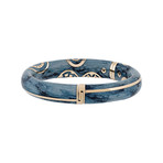 Nouvelle Bague Hammam Della Rosa 18k Rose Gold Diamond Blue Enamel Bangle Bracelet // 7"