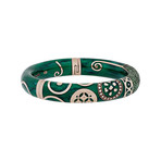 Nouvelle Bague Hammam Della Rosa 18k Rose Gold Diamond Green Enamel Bangle Bracelet // 7"