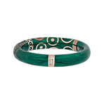 Nouvelle Bague Hammam Della Rosa 18k Rose Gold Diamond Green Enamel Bangle Bracelet // 7"