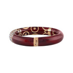 Nouvelle Bague Hammam Della Rosa 18k Rose Gold Diamond Maroon Red Enamel Bangle Bracelet // 6.5"