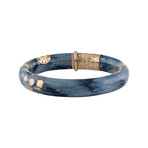 Nouvelle Bague Hammam Della Rosa 18k Rose Gold Diamond Light Blue Enamel Bangle Bracelet // 6.5"