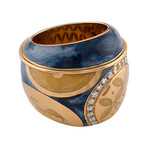 Nouvelle Bague Hammam Della Rosa 18k Rose Gold Diamond Gray Blue Enamel Ring // Size 7.75