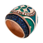 Nouvelle Bague Hammam Della Rosa 18k Rose Gold Diamond Sapphire Emerald Green Ring // Size 7