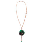 Nouvelle Bague Giardini di Boboli 18k Rose Gold Diamond Green + Black Enamel Pendant Necklace // 22"