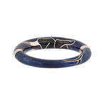 Nouvelle Bague Kenya 18k Rose Gold Diamond Navy Blue Bangle Bracelet // 6.75"