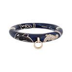 Nouvelle Bague Kenya 18k Rose Gold Diamond Navy Blue Bangle Bracelet // 6.75"