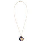 Nouvelle Bague Petali 18k Rose Gold Diamond Black Diamond Navy Blue + Tan Pendant Necklace // 24"
