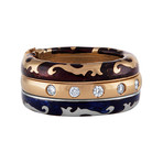 Nouvelle Bague Foglie d'Acanto 18k Rose Gold Diamond Navy Blue + Black Enamel Ring // Size 7
