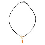 Nouvelle Bague Kenya 18k Yellow Gold + Sterling Silver Orange Enamel Pendant Necklace // 18"