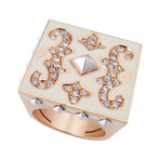 Nouvelle Bague Giardini di Boboli 18k Rose Gold Diamond White Enamel Ring // Size 7.5