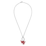 Nouvelle Bague Petali 18k White Gold Diamond Red Enamel Pendant Necklace // 16"