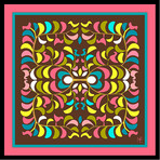 Flower Motif Silk Twill Petit Scarf // Pink