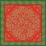 Flower Garden in Chosun Dynasty Silk Twill Petit Scarf // Orange