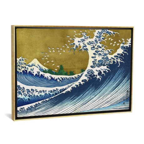 A Colored Version of The Big Wave // Katsushika Hokusai (18"W x 26"H x 0.75"D)