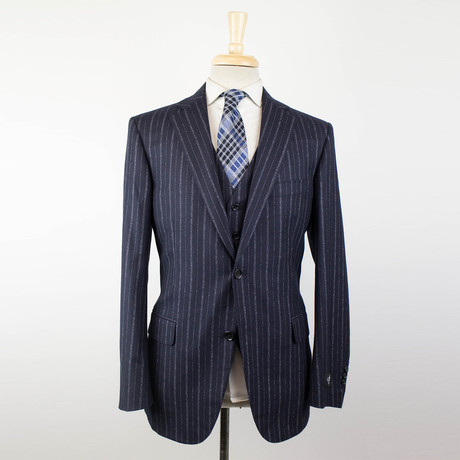 Belvest // Striped Wool 2 Button 3 Piece Suit  // Blue (Euro: 48S)
