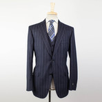 Belvest // Striped Wool 2 Button 3 Piece Suit  // Blue (Euro: 50R)