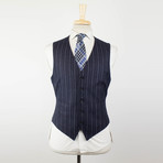 Belvest // Striped Wool 2 Button 3 Piece Suit  // Blue (Euro: 48S)