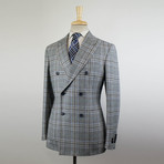 Plaid Wool Double Breasted Sport Coat I // Gray (Euro: 48S)