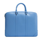 Saffiano Leather Zip Briefcase // Sky