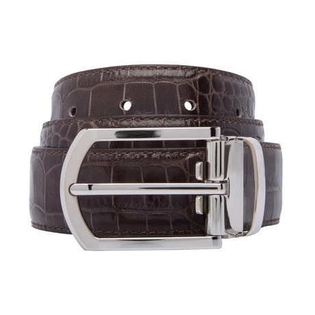 Crocodile Stamped Leather Belt // Testa Di Moro (30")