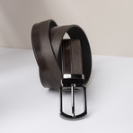 Polished Saffiano Leather Belt // Brown (30")
