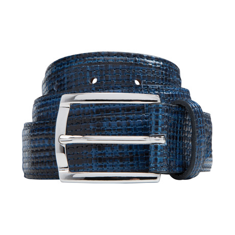 Basket Weave Pattern Belt // Navy (30")