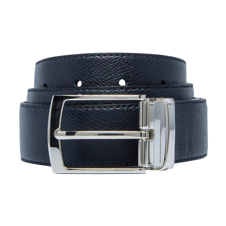 Mini Grained Leather Belt // Navy (Size 30)