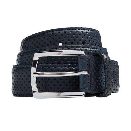 Perforated Leather Belt // Blue (Size 30)