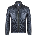 Pace Leather Jacket // Navy (L)