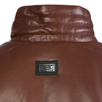 Wood Leather Jacket // Brown (XL)