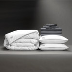 Classic Cool + Crisp Perfect Bedding Bundle // White Goose Down // Charcoal (Full)