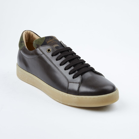 Camo Tongue Lace-Up Sneaker // Black + Brown (Euro: 40)