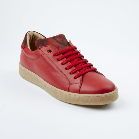 Camo Tongue Lace-Up Sneaker // Red (Euro: 40)