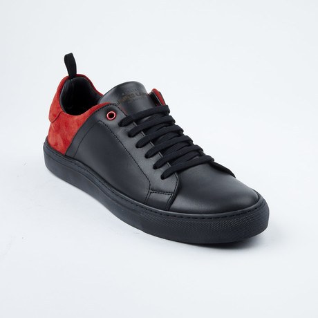 Two-Tone Lace-Up Sneaker // Black + Red (Euro: 40)