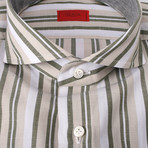 Isaia // Morello Striped Dress Shirt // Green (US: 15R)