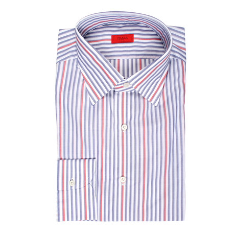 Luciano Striped Dress Shirt // Blue +  Red (US: 15R)