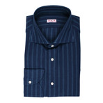 Isaia // Genovese Striped Dress Shirt // Navy Blue (US: 15.5L)
