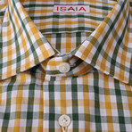 Isaia // Salerno Checkered Dress Shirt // Yellow + Green (US: 15.5L)