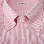 Isaia // Liborio Striped Dress Shirt // Pink (US: 15R)