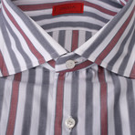 Isaia // Venero Striped Dress Shirt // Red + Gray (US: 16.5R)