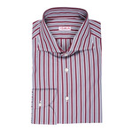 Isaia // Moretti Striped Dress Shirt // Burgundy + Gray (US: 16.5R)