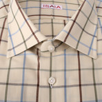 Isaia // Decarlo Checkered Dress Shirt // Beige + Multicolor Stripe (US: 15.5R)