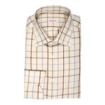 Isaia // Decarlo Checkered Dress Shirt // Beige + Multicolor Stripe (US: 15.5L)
