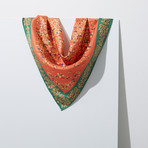Flower Garden in Chosun Dynasty Silk Twill Petit Scarf // Orange