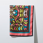 Flower Motif Silk Twill Petit Scarf // Pink