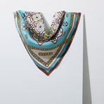 Chain Silk Twill Petit Scarf // Brown