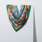 Chain Silk Twill Petit Scarf // Green 