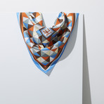 Patchwork Silk Twill Petit Scarf // Blue 